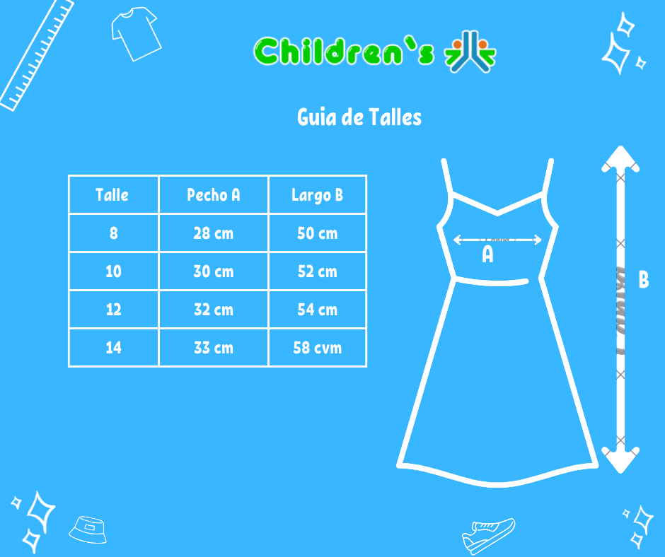 Tabla de talles — Vestido y casaca de tul bordado sin manga