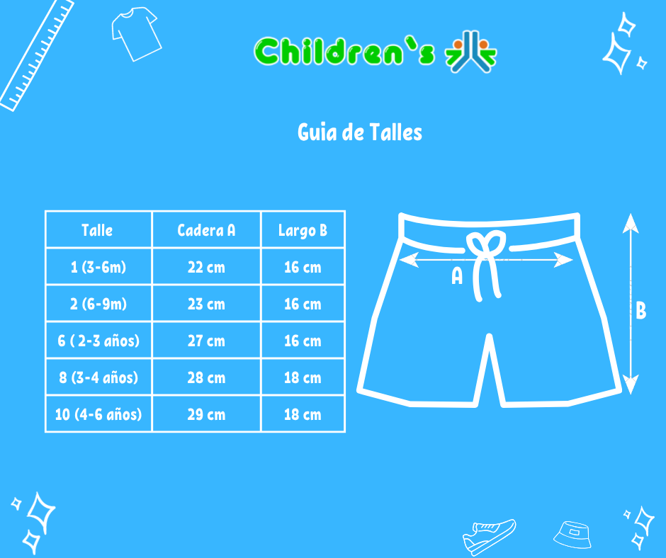 Tabla de talles — Malla Short de Baño Lycra Rayado Niño