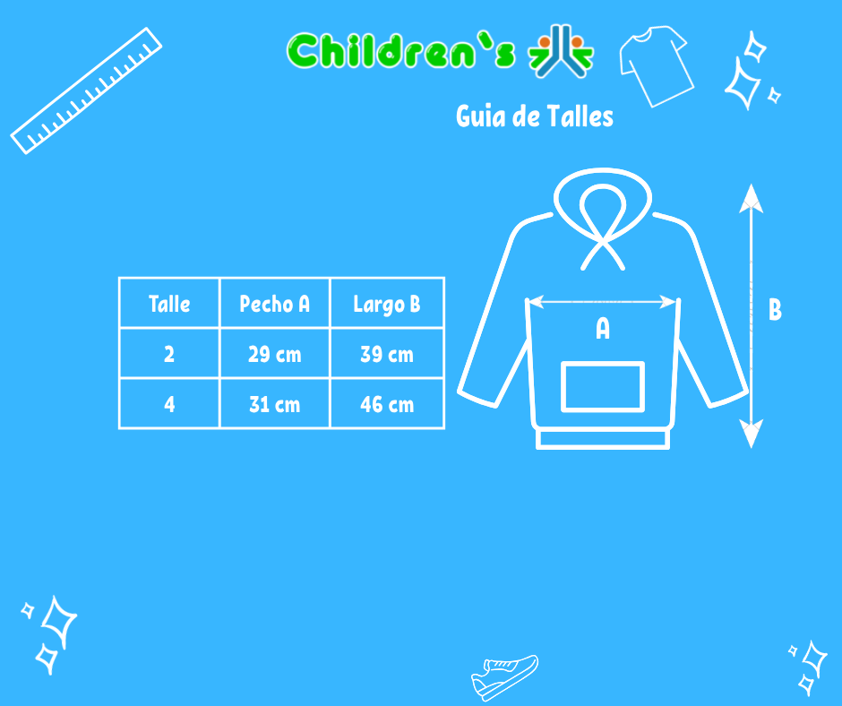 Tabla de talles — Buzo 1/2 Polera Micropolar Bordado muñeca