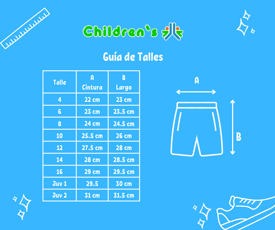 Tabla de talles — Short Algodon y Lycra Liso