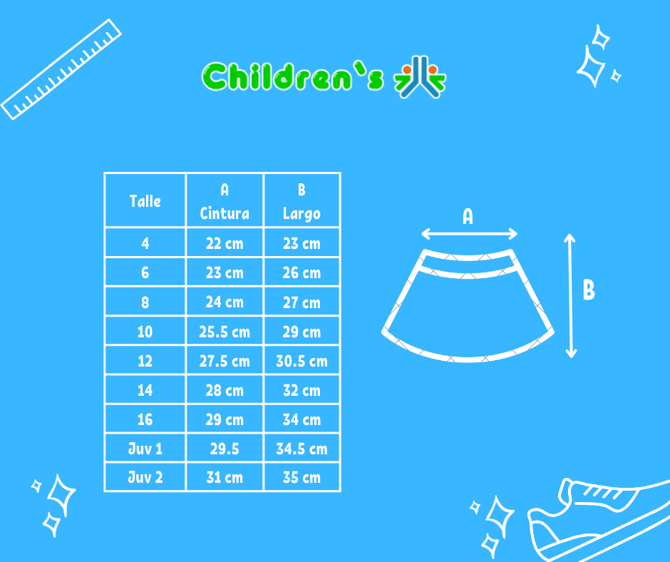 Tabla de talles — Short con Pollera Algodon y Lycra