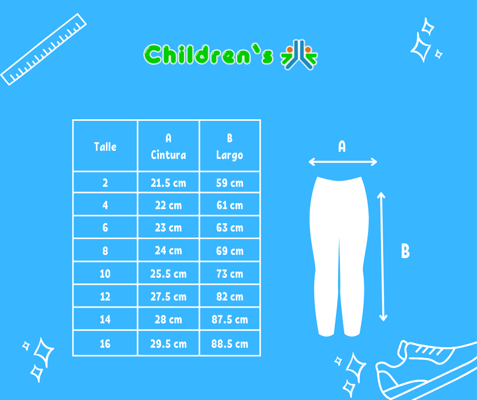 Tabla de talles — Calza Algon y Lycra Lisa