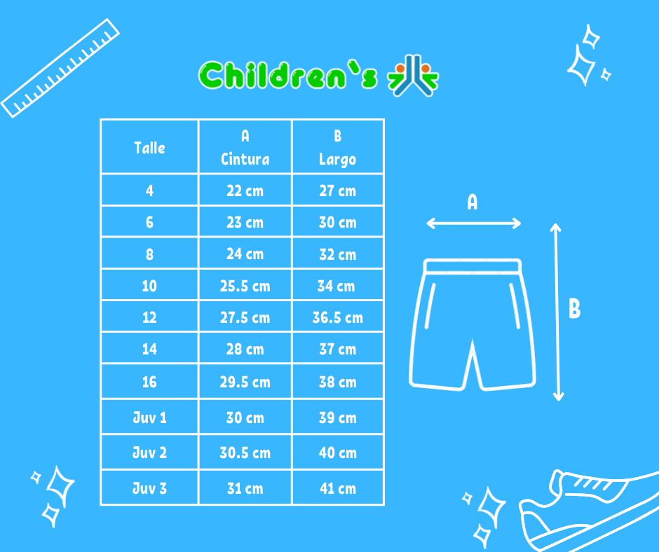 Tabla de talles — Ciclista Algodon y Lycra lisa