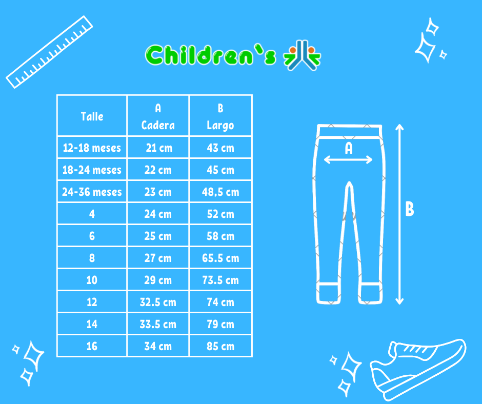 Tabla de talles — Calza Algodon y Lycra Lisa