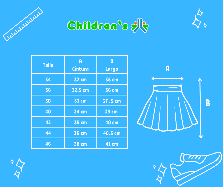 Tabla de talles — Pollera 2 Tablas Acrocel colegial