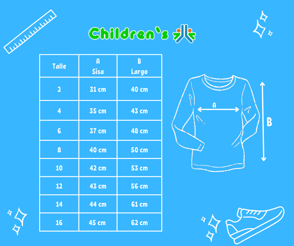Tabla de talles — Remera Manga Larga Personaje Capibara