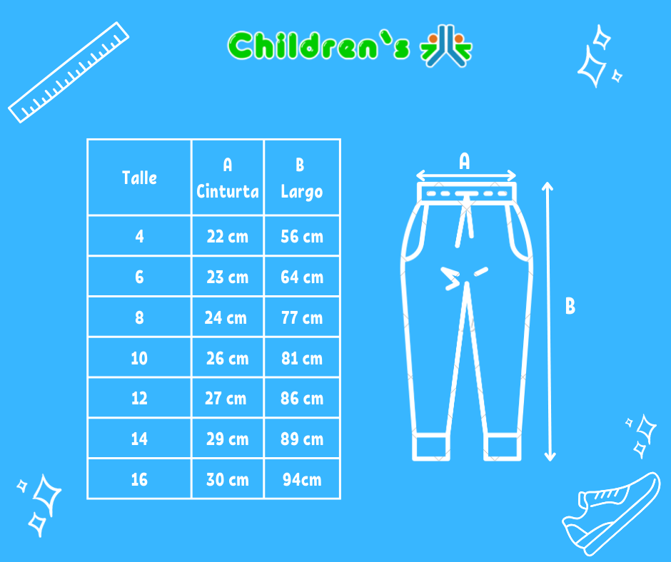 Tabla de talles — Pantalon de Jogging Frizado con puño