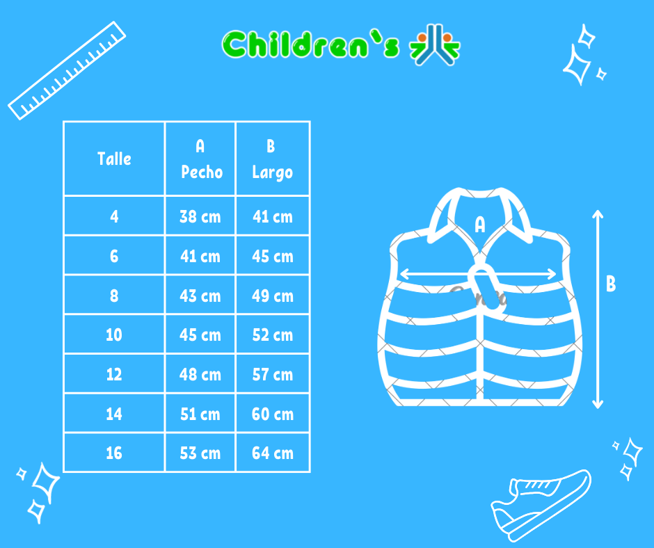 Tabla de talles — Chaleco Microfibra Con Wata