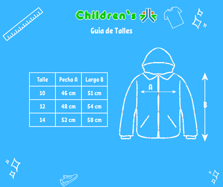 Tabla de talles — Campera Termica Impermeanble Con Interor de Piel y Capucha Desmontable