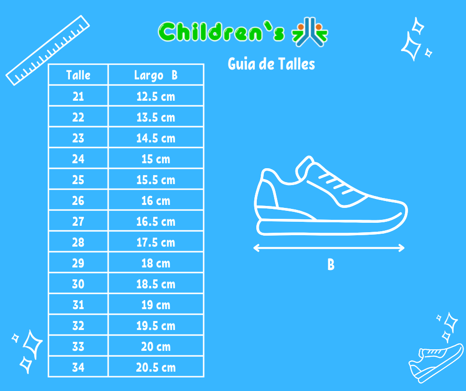 Tabla de talles — Zapatilla Deportiva Velcro Capibara