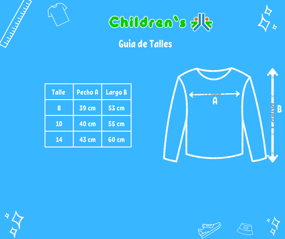 Tabla de talles — Sweater Pullover Escote V Colegial  Tejido