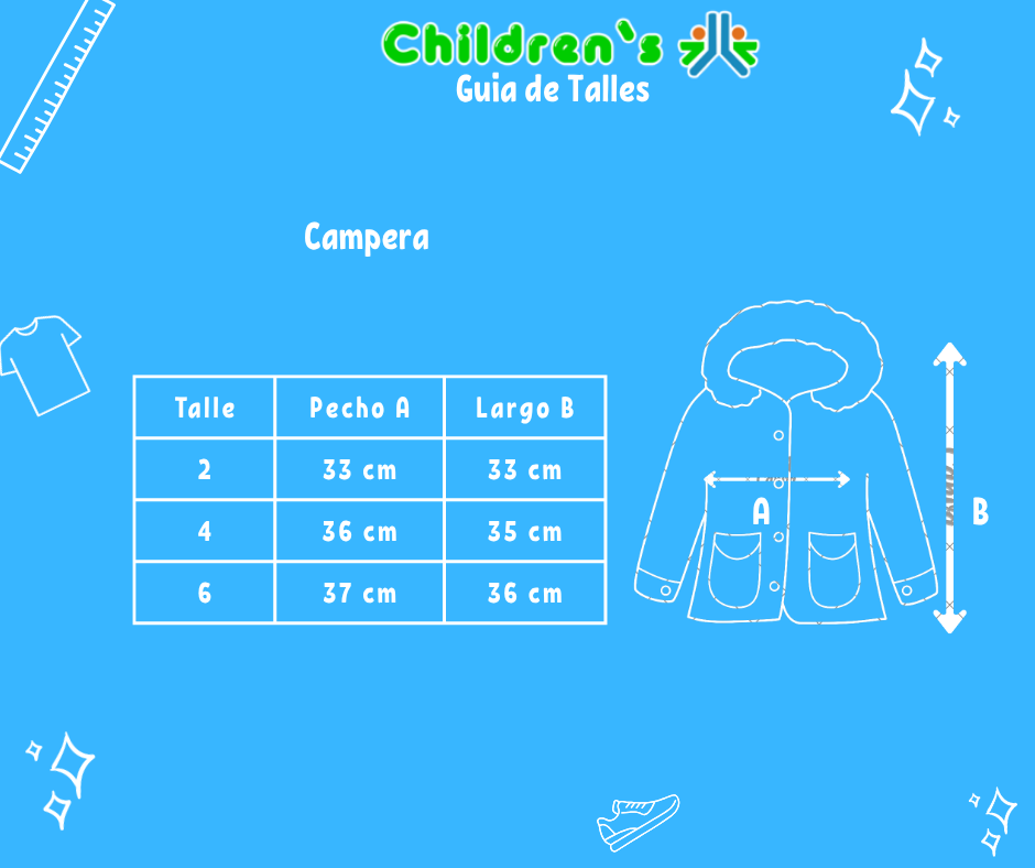 Tabla de talles — Campera Coederoy Con Corderito Interior
