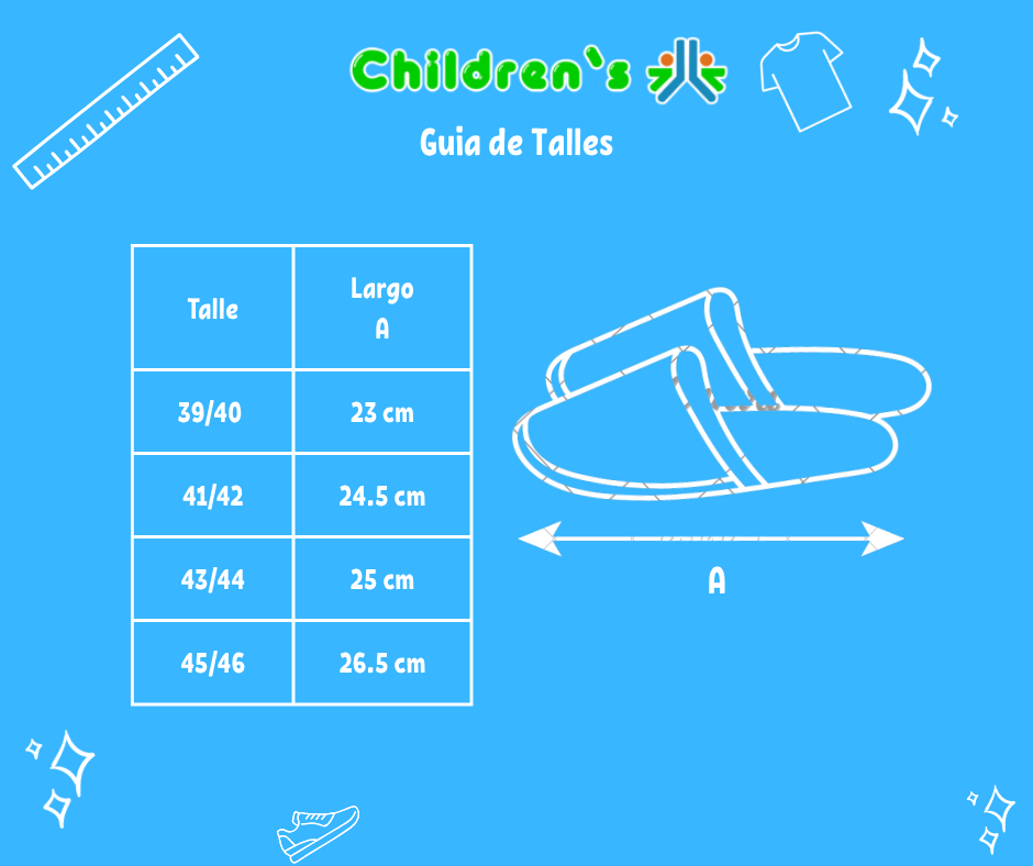 Tabla de talles — Pantuflas Chinela Con Corderito Interior