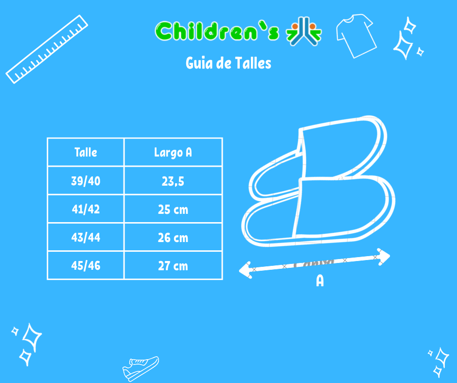 Tabla de talles — Pantuflas Chinelas