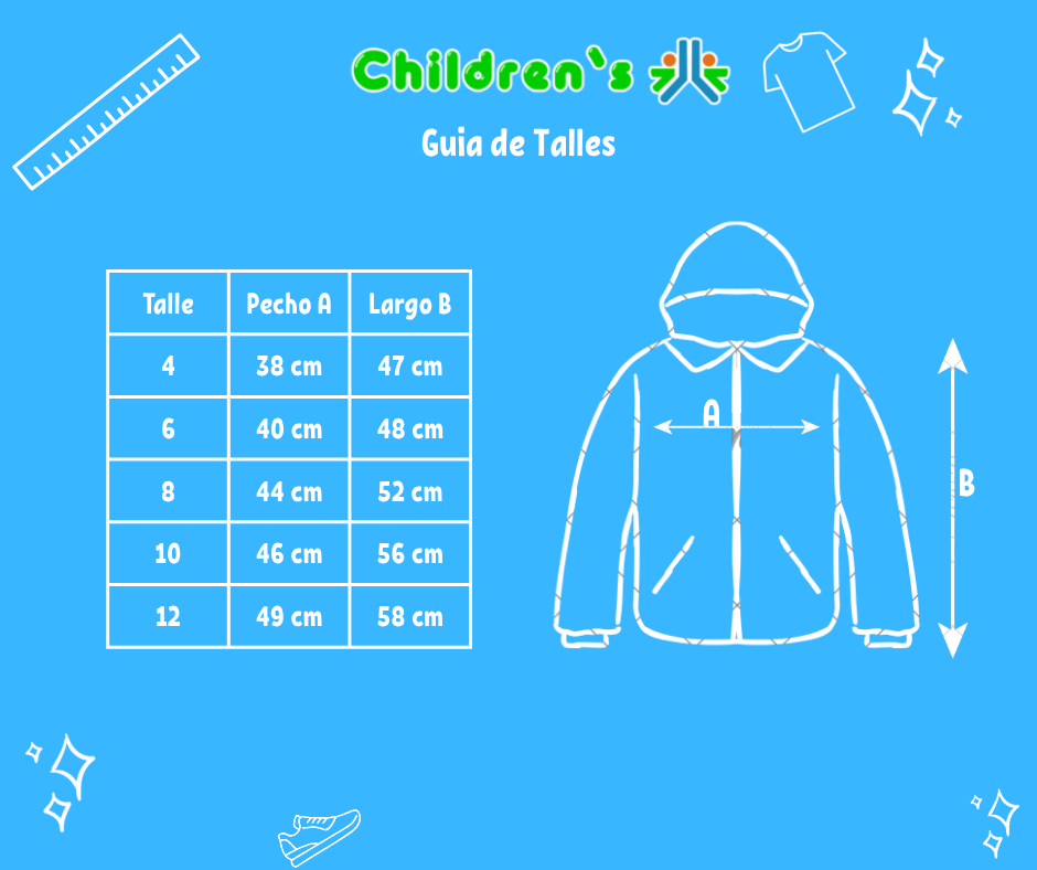 Tabla de talles — Buzo Piel Con capucha