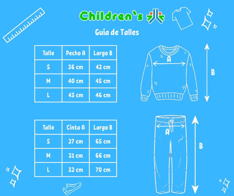 Tabla de talles — Conjunto Pijama Manga larga Estampado De Estrella