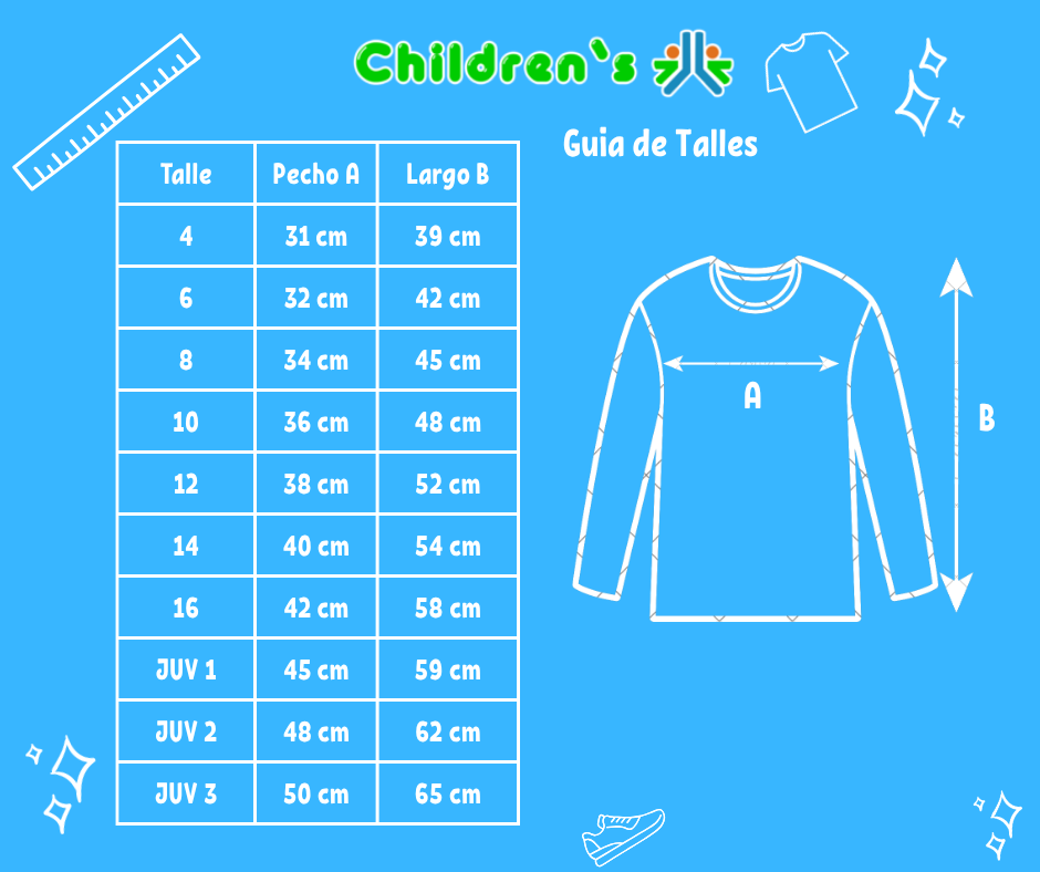 Tabla de talles — Camiseta Termica Soft Manga Larga