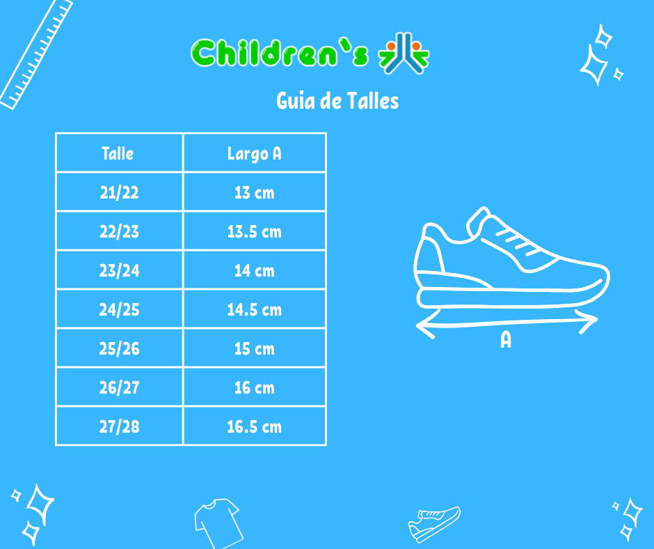 Tabla de talles — Zapatilla Deportiva Ultra Liviana Velcro con Luz