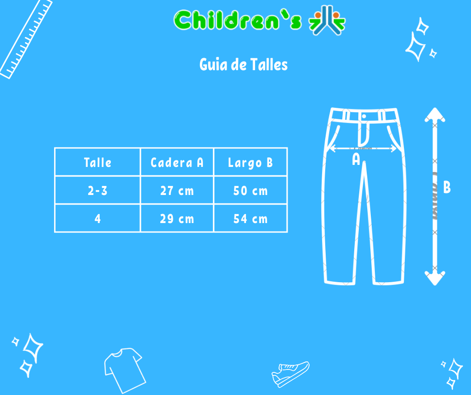 Tabla de talles — Pantalon Gabardina Con Cintura Regulable