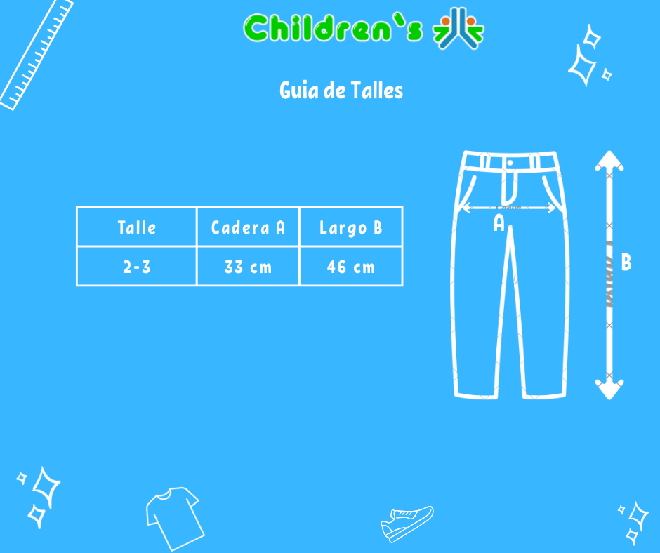 Tabla de talles — Pantalon Gabardina 4 Bolsillos Cintura Regulable