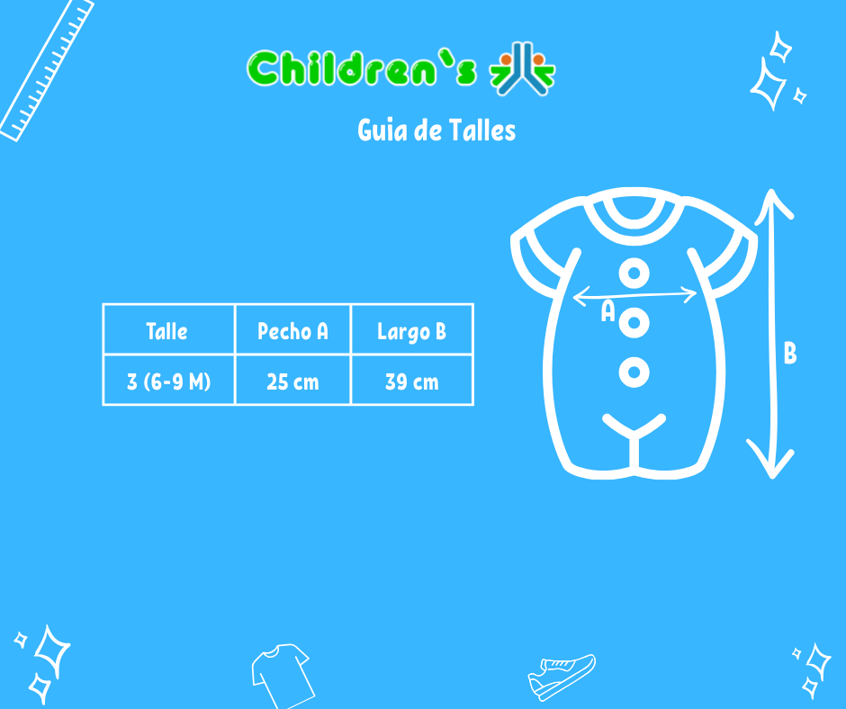 Tabla de talles — Enterito De Algodon Pañalero Sin Manga