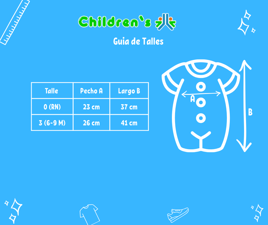 Tabla de talles — Enterito De Algodon Pañalero Sin Manga