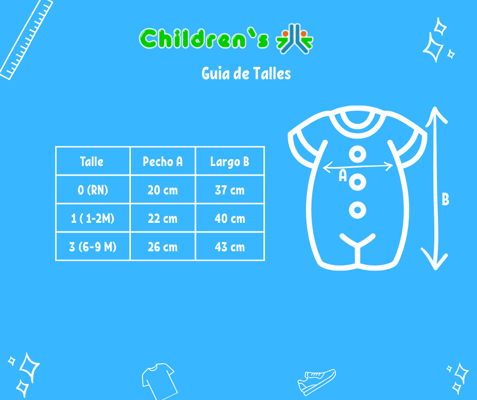 Tabla de talles — Enterito De Algodon Pañalero Sin Manga