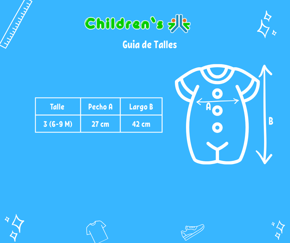 Tabla de talles — Enterito De Algodon Pañalero Cuello Baby Estamapdo Con Manga