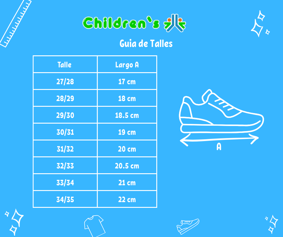 Tabla de talles — Zapatilla Deportiva Ultra Liviana Cordon