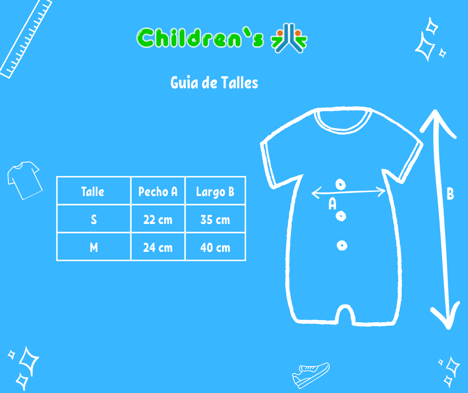 Tabla de talles — Enterito Batista De Algodon Con Alforza y Moño