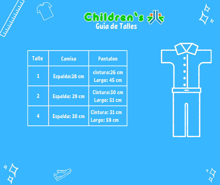 Tabla de talles — Conjunto Bautismo Pantalon y Camisa
