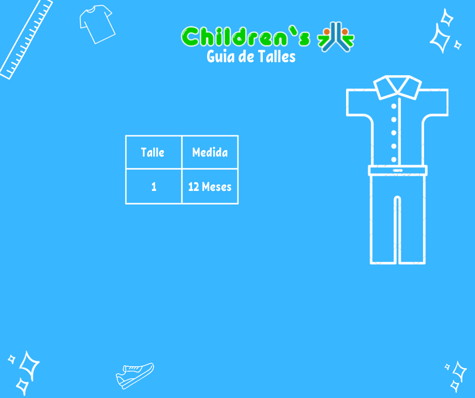 Tabla de talles — Conjunto Bautismo Jardinero y Camisa Manga Corta