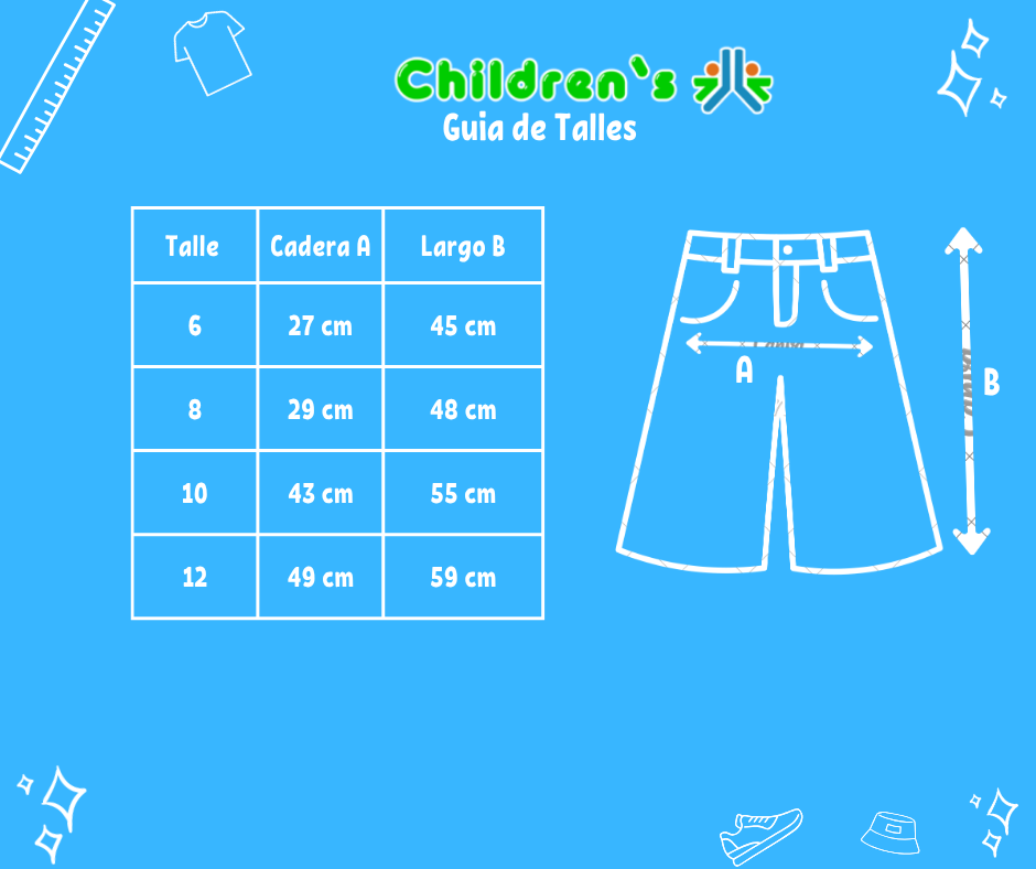Tabla de talles — Bermuda de Gabardina Semi Elastizada con Bolsillo Cargo