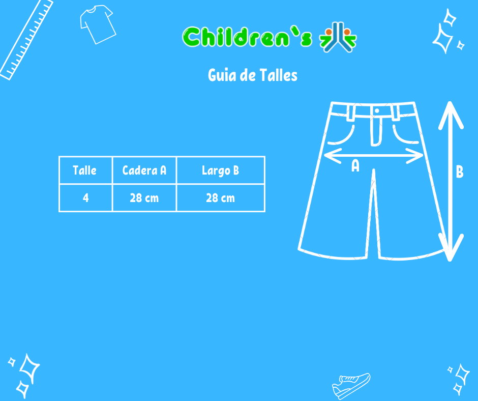 Tabla de talles — Bermuda Gabardina Con Cintura Elastizada