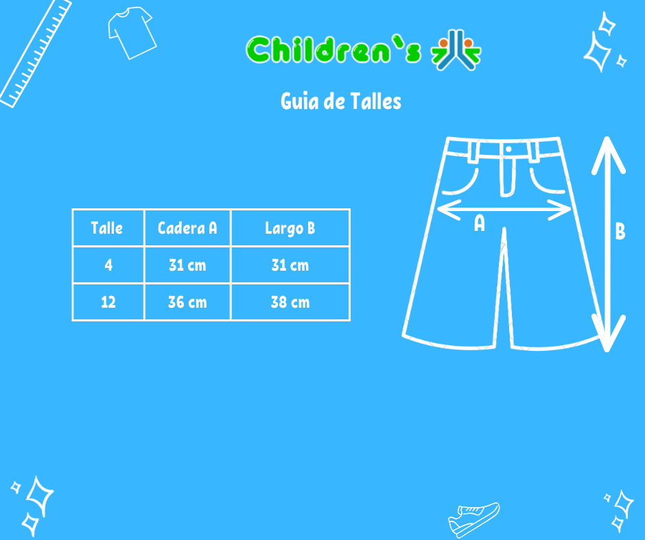 Tabla de talles — Bermuda Gabardina Con Cintura Elastizada
