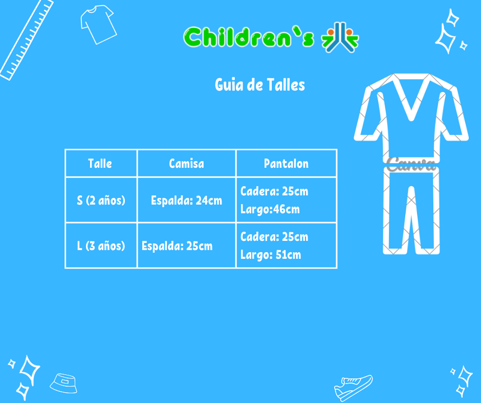 Tabla de talles — Conjunto 2 Piezas Pantalon y Camisa Bordado
