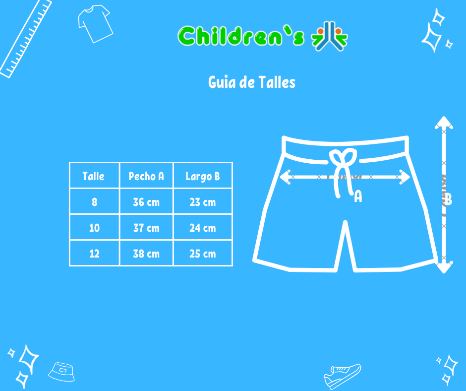 Tabla de talles — Short Towell Toalla Rayado Cintura Regulable