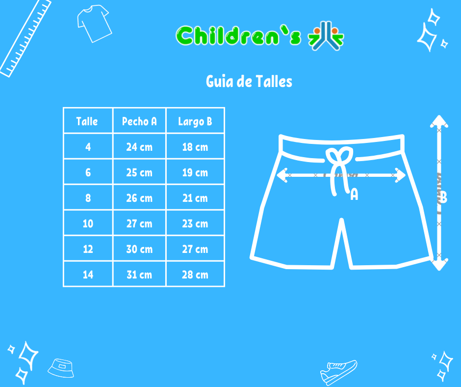 Tabla de talles — Short Towel Toalla Bordada Cintura Regulable