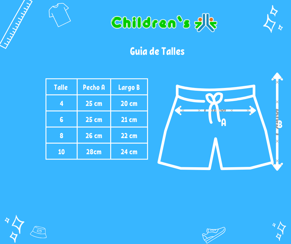 Tabla de talles — Short Algodon Rustico Estampado Corazones