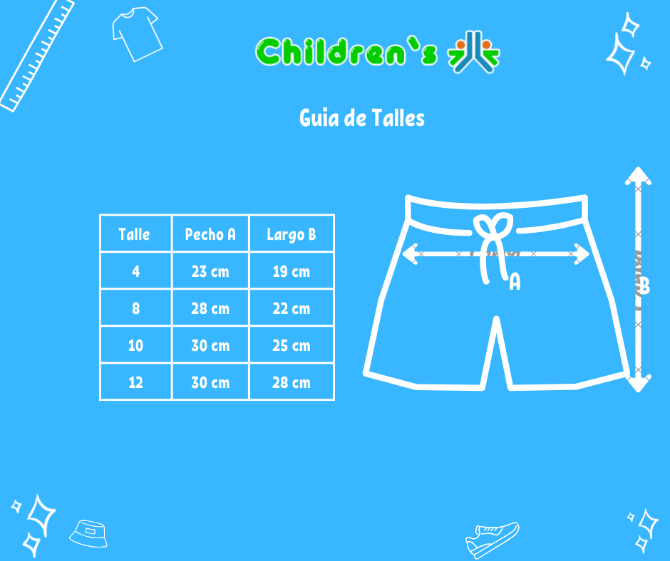 Tabla de talles — Short Towel Toalla Rayado Cintura Regulable