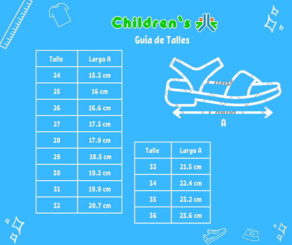 Tabla de talles — Sandalia Calada Con Velcro Nena