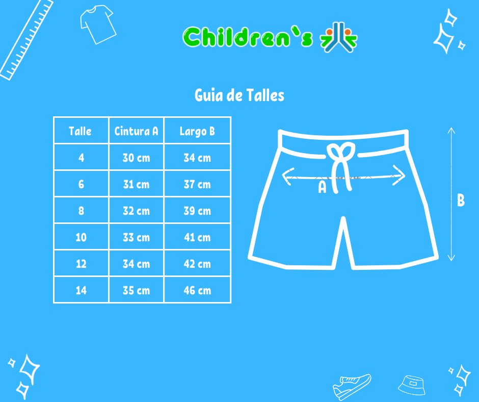 Tabla de talles — Short Bermuda Algodon Rustico Con Cintura Ajustable