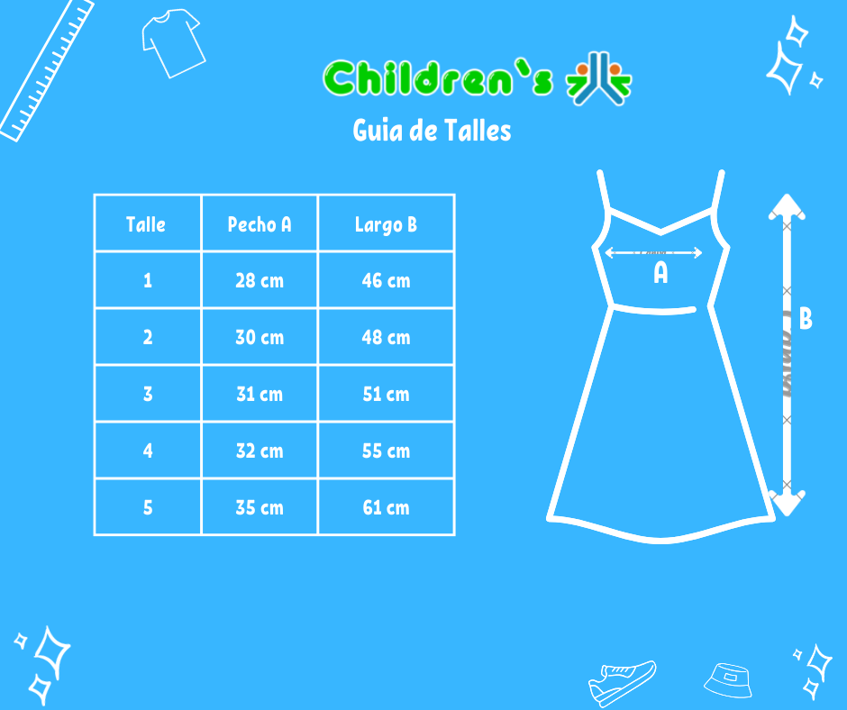 Tabla de talles — Vestido Sin Manga Plumeti