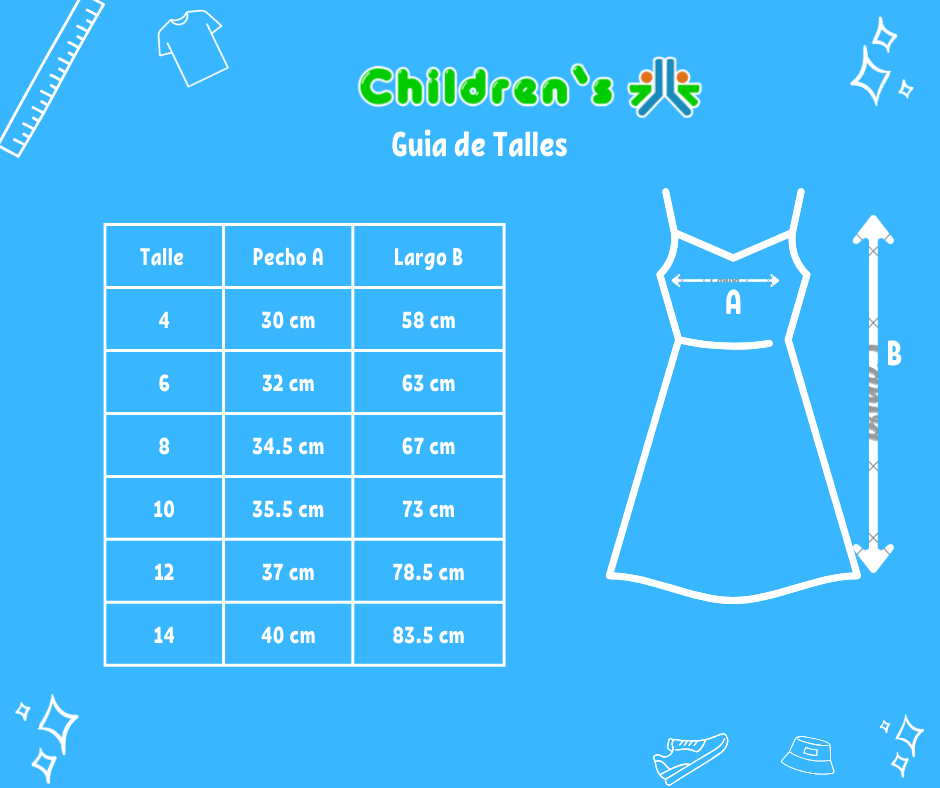 Tabla de talles — Vestido Sin Manga Agodon Estampado