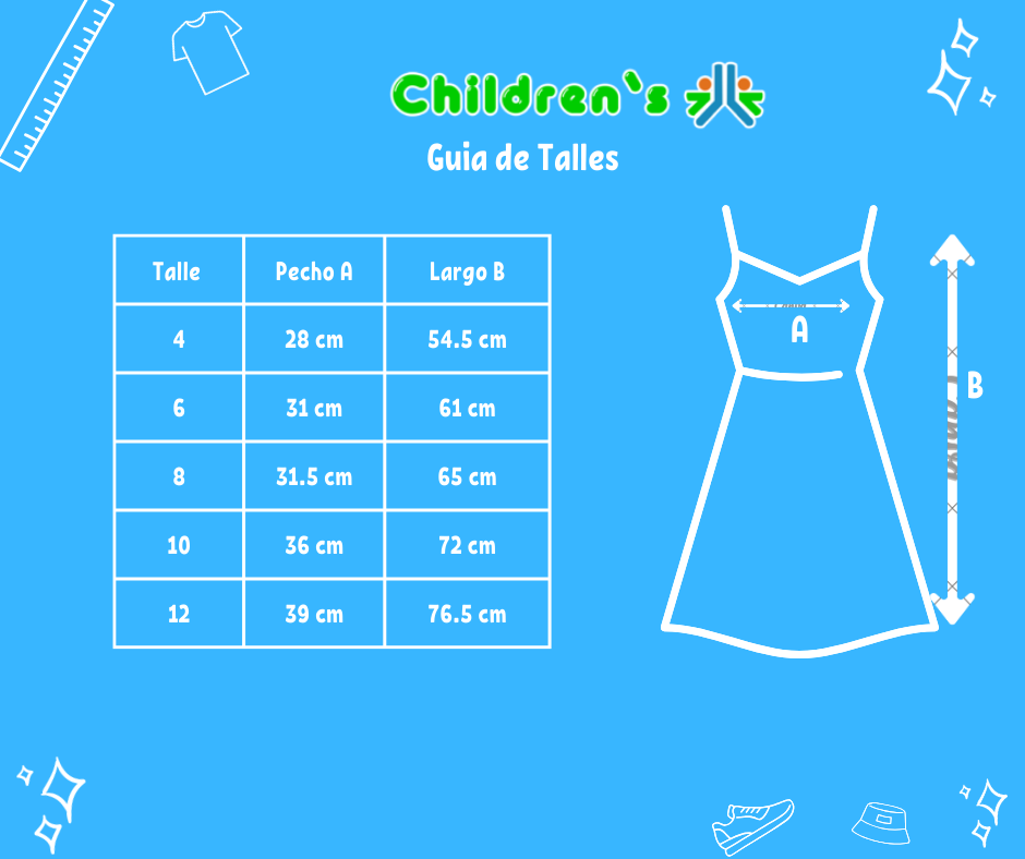 Tabla de talles — Vestido Sin Manga Estampado Poplin