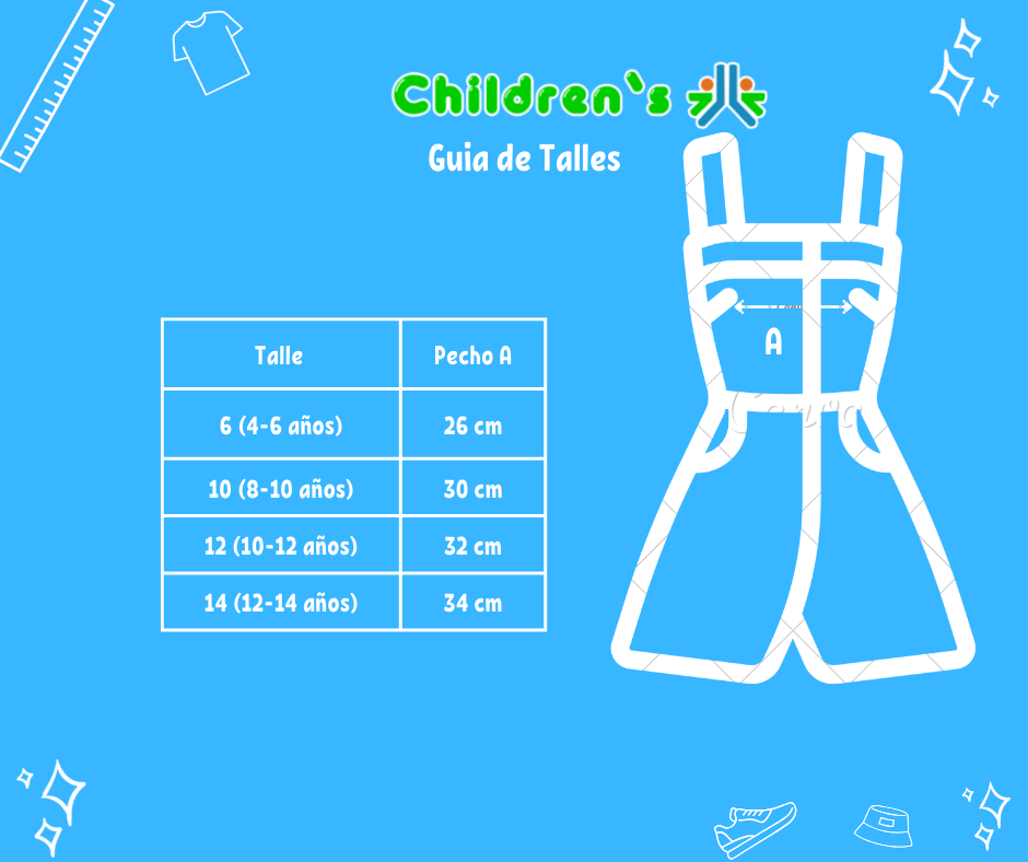 Tabla de talles — Enterito Mono Algodon Liso con Moño