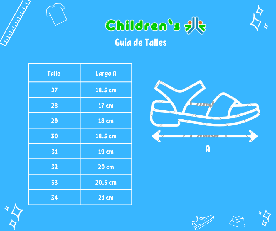 Tabla de talles — Sandalia Goma 2 Velcro Tela Gross