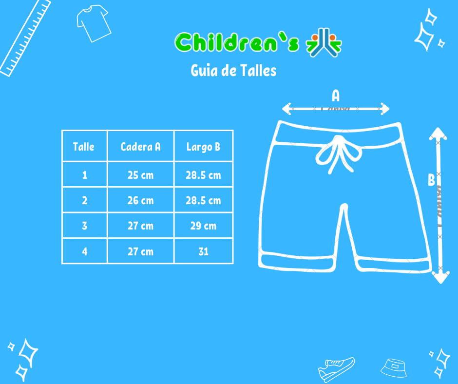 Tabla de talles — Short de Baño Microfibra Con Cintura Elastizada
