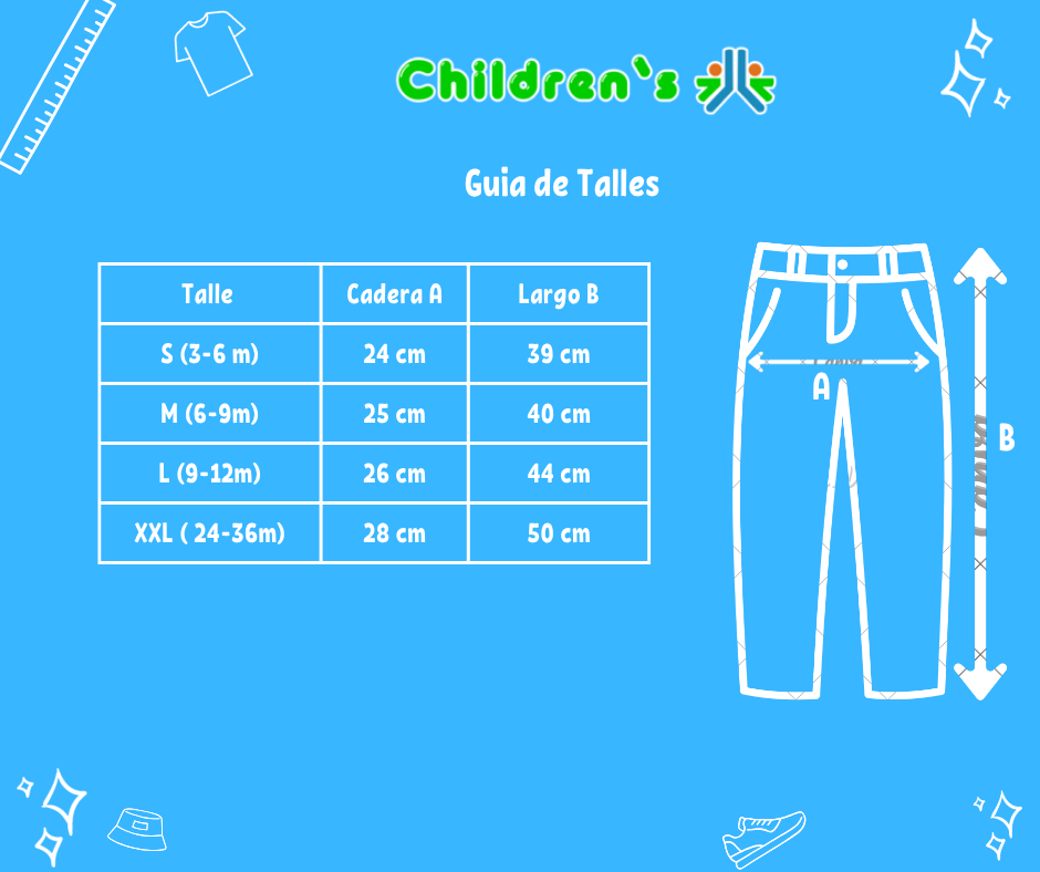 Tabla de talles — Pantalon Gabardina Con Cintura Regulable