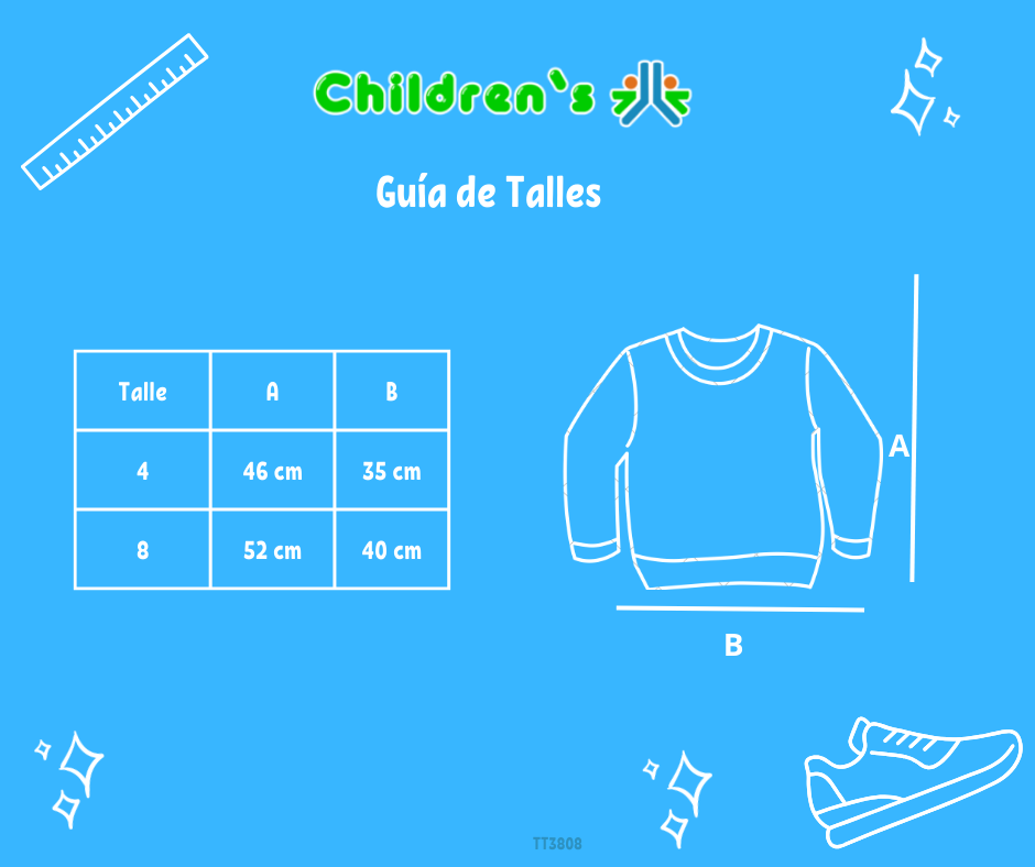 Tabla de talles — Buzo de Algodon Frizado Sin Capucha Estampado New York
